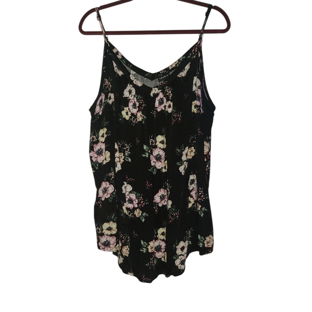 Torrid Black Flowy Floral Blouse Plus Sz 3
